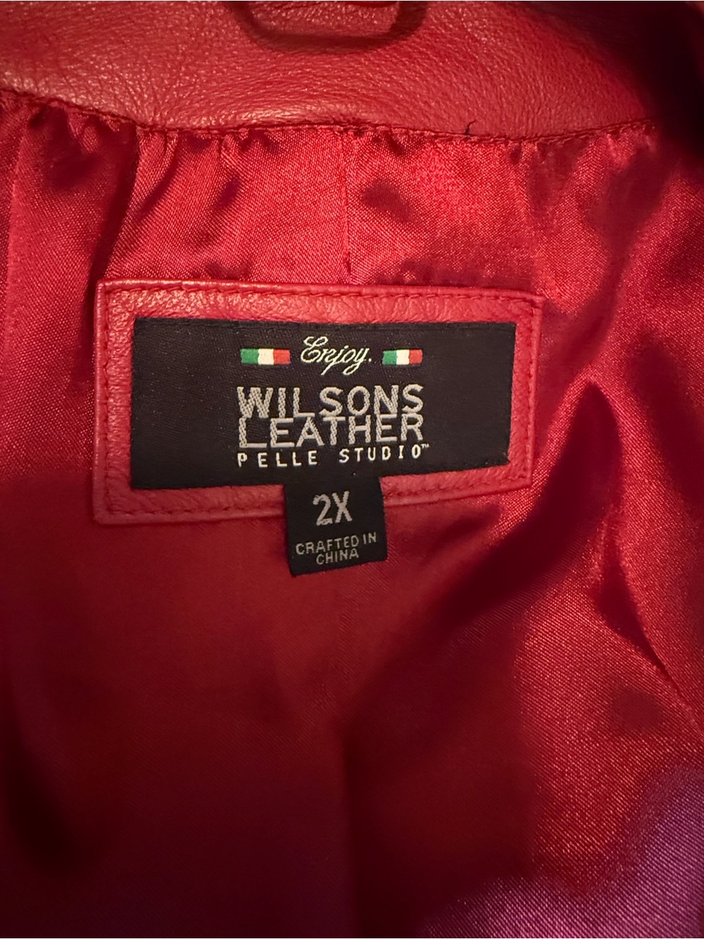 Wilsons Leather Women's Bright Red Zip-Front Leather Jacket - Picture 5 of 5